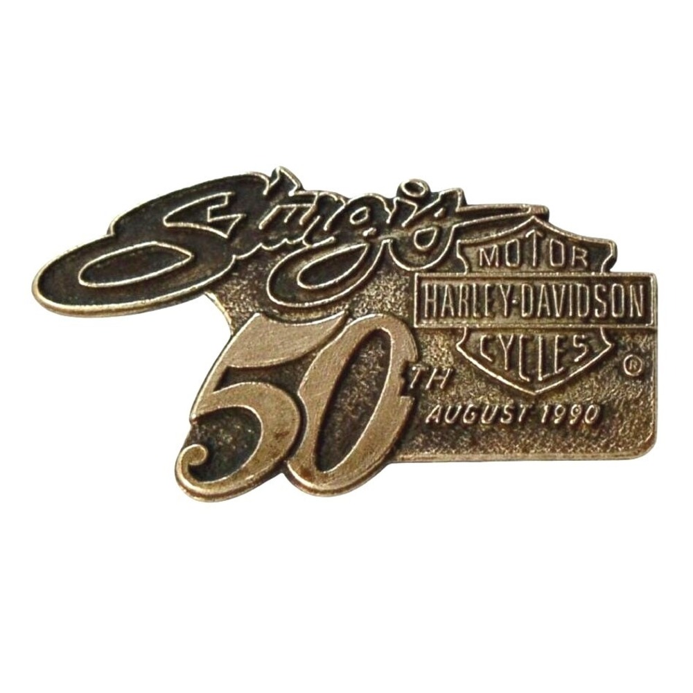 VTG Harley-Davidson Sturgis 50th Anniversary Lapel Pin Bronze 1990 Collectible